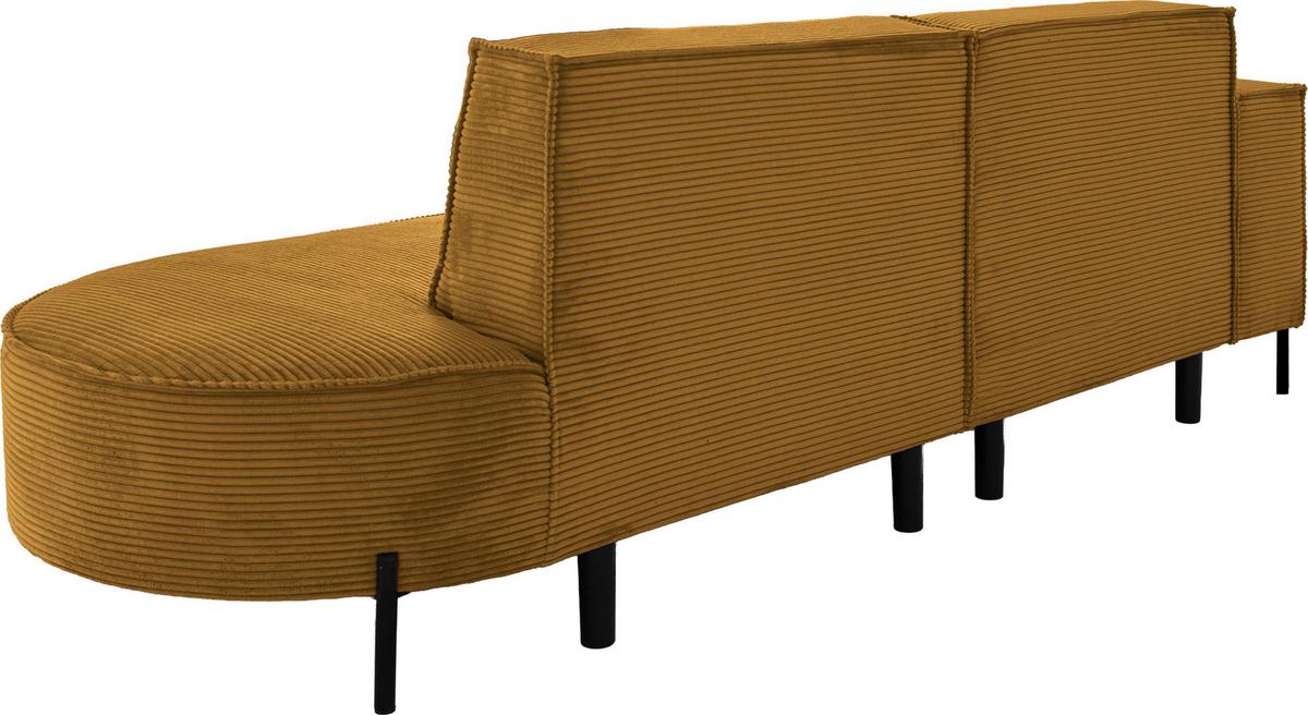 ECKSOFA Hana Loft 3-Sitzer Ecke Links, Cordstoff Chenille, Senf 241/80/168 cm - Gelb/Schwarz, Textil/Metall (241/168cm) - WFL GROUP
