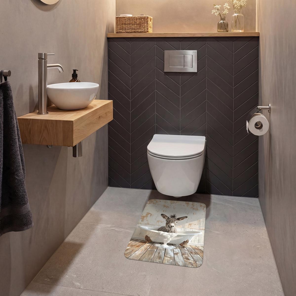 WC-VORLEGER Esel - Tiere - Badewanne - Schaumstoff WC Teppich 40x60 cm - Creme, Textil (40/1cm) - OnlyWow