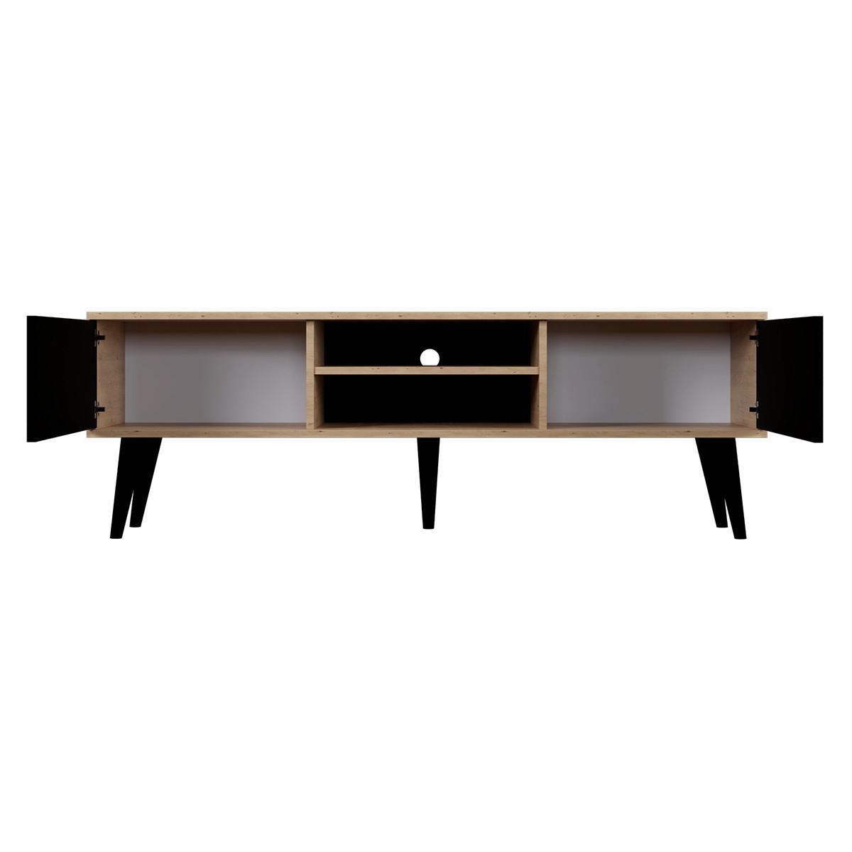 TV-MÖBEL Toronto Schwarz und Holz - Schwarz/Braun, Holzwerkstoff (160/55/35cm) - Petits-meubles