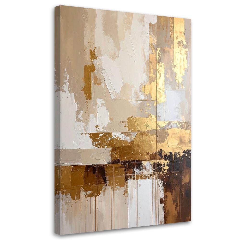 BILD auf Leinwand, Gold Beige Abstrakt - Braun, Textil (70/100cm) - Feeby