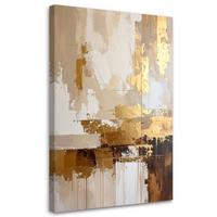 BILD auf Leinwand, Gold Beige Abstrakt - Braun, Textil (30/45cm) - Feeby