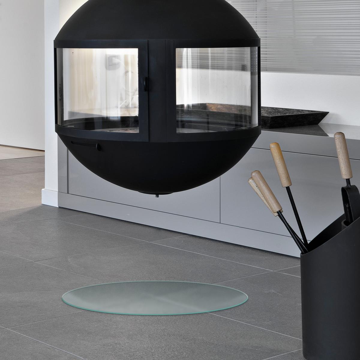 GLASBODENPLATTE für Kaminofen Ø60 cm – Milchglas Optik - Transparent, Glas (60/70/0.4cm) - TULUP