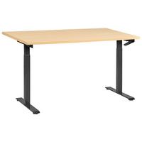 SCHREIBTISCH manuell höhenverstellbar 160/72 cm Schwarz/Hellbraun Destines - Hellbraun/Schwarz, Holzwerkstoff/Metall (72/160/74cm) - Beliani