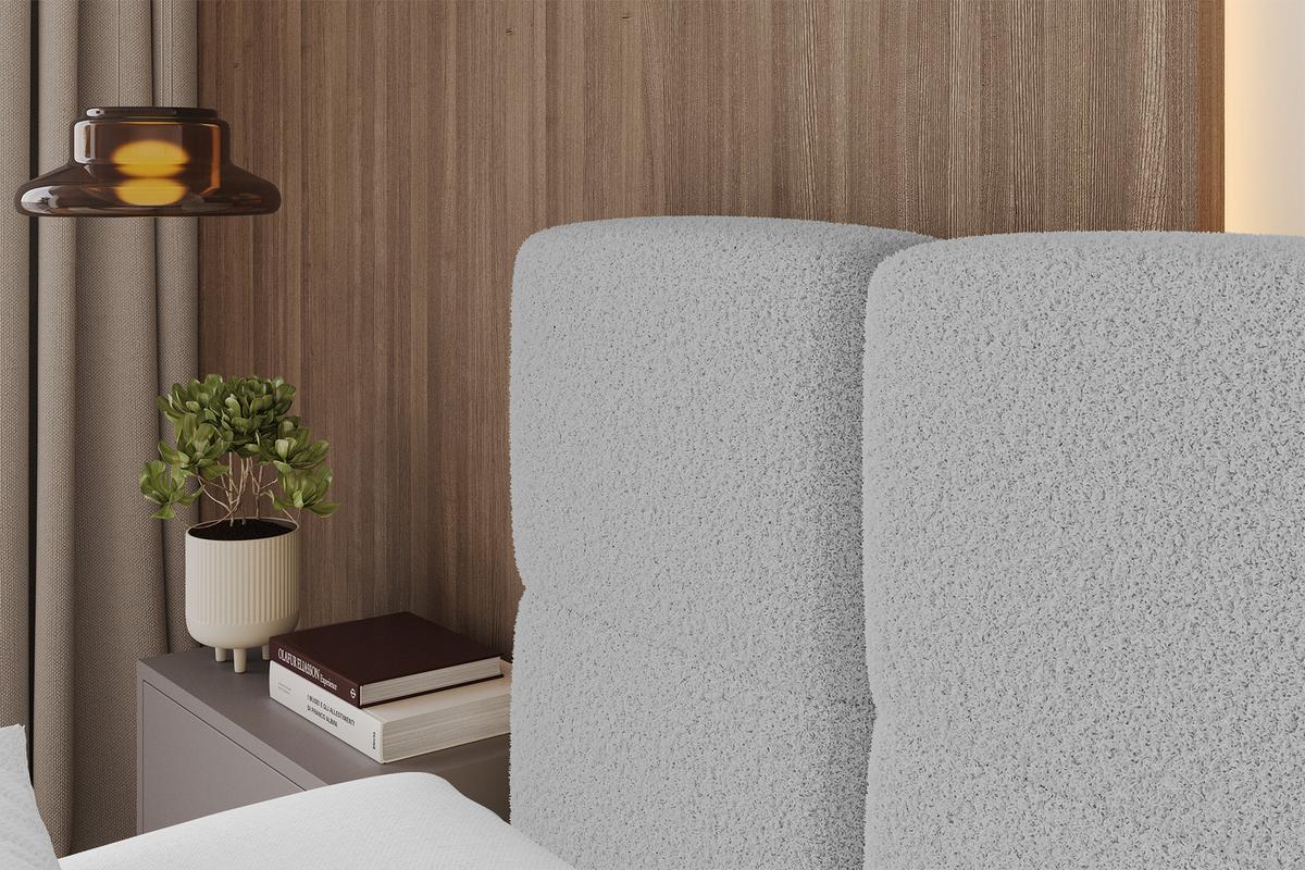 POLSTERBETT mit Bettkasten und Lattenrost mit Matratze H3/H4, Kopfteil, Boxbett, mit Stauraum - NATA-Z 140x200 Hellgrau - Hellgrau, Holzwerkstoff/Textil (140/200cm) - ALTDECOR