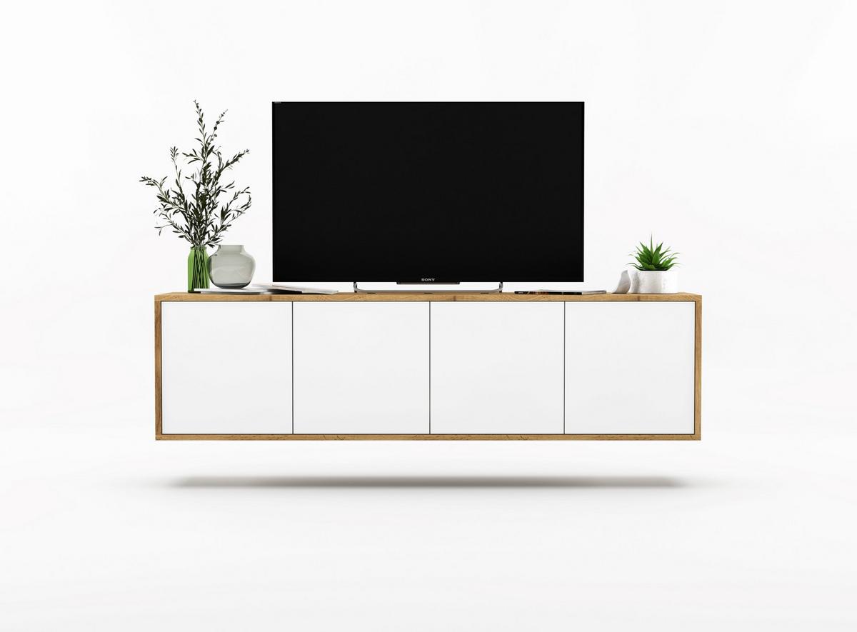 TV-SCHRANK Apollo2 Eiche wotan Weiß Matt 150 cm - Weiß, Holzwerkstoff (150/39/35cm) - Meble Lindner