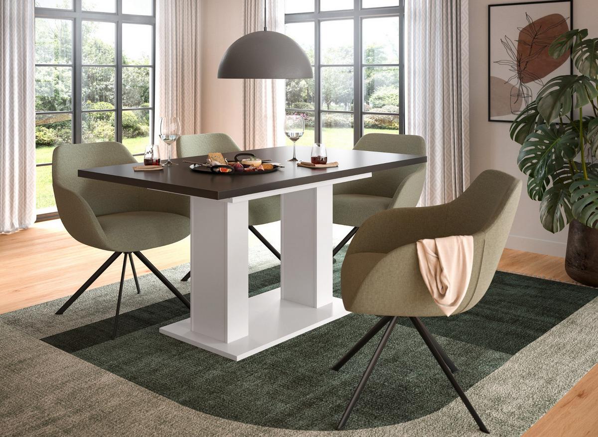 ESSTISCH weiß, grau, Küchentisch ausziehbar 150 - 190 cm - Weiß/Grau, Holzwerkstoff/Metall (150/90/76cm) - Inn.Furn