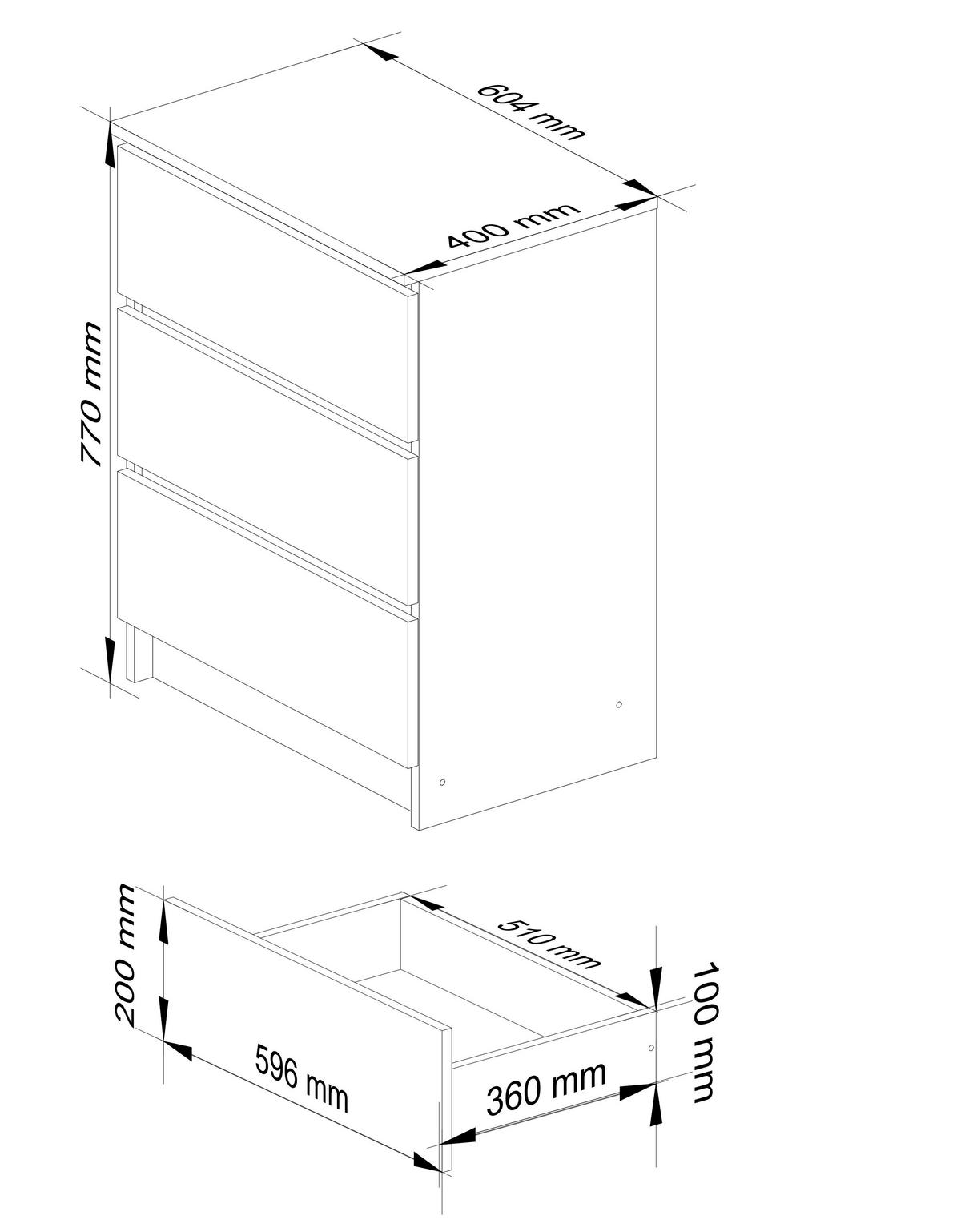KOMMODE - Weiß, Holzwerkstoff (60/77/40cm) - RAUMHIRSCH FURNITURE