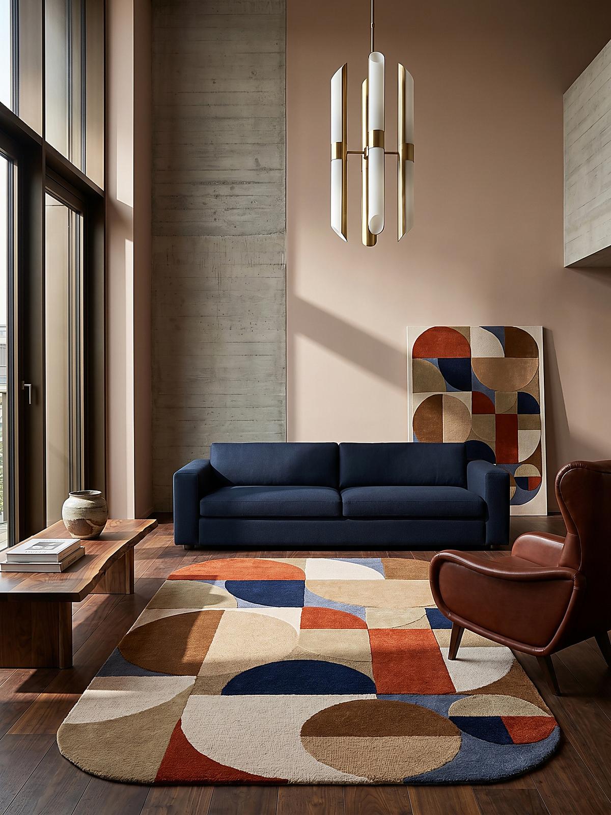 WOLLTEPPICH HALLEIN, geometrisch, Terrakotta-Bunt, 200 x 290 cm - Orange, Textil (200/290cm) - KADIMA DESIGN