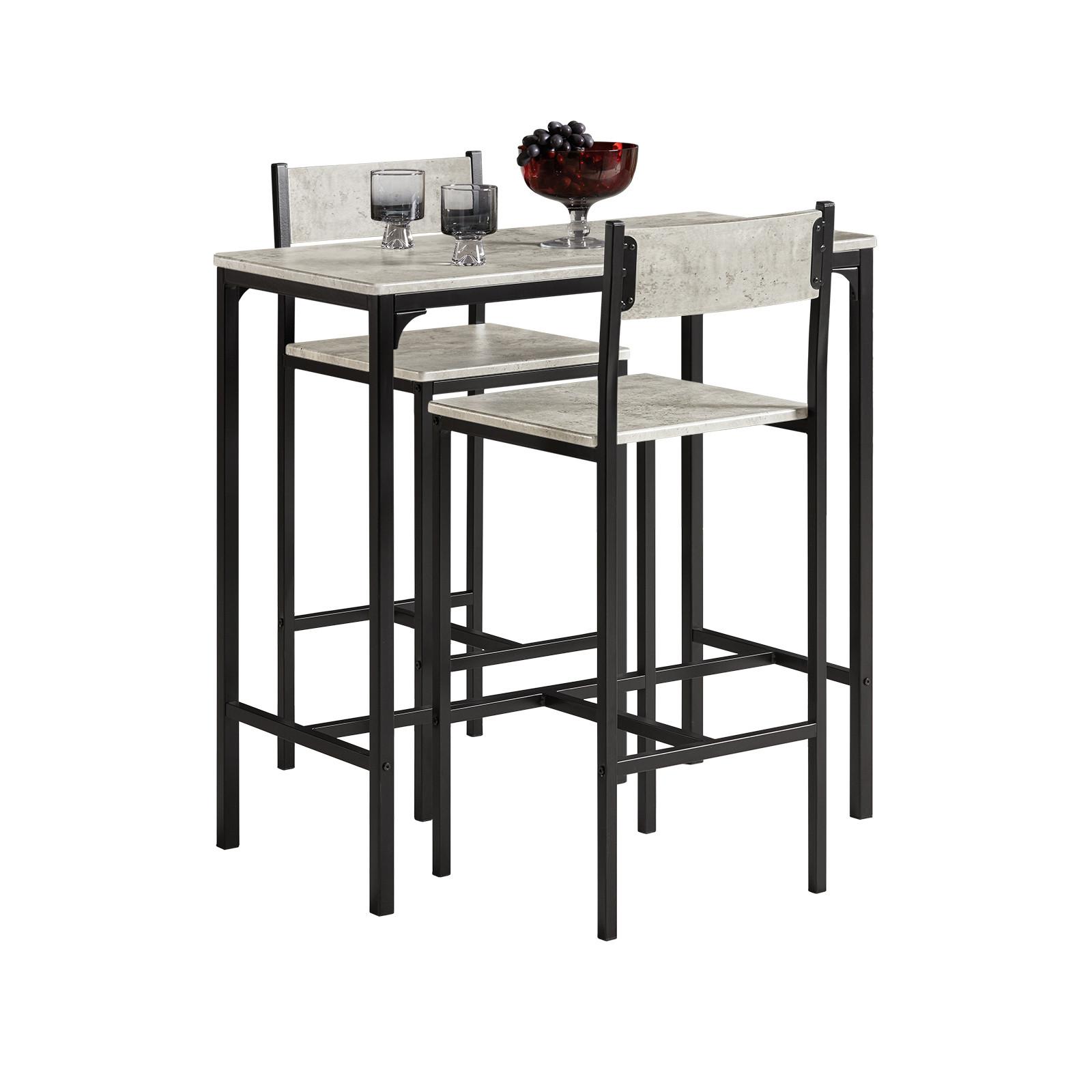 BARTISCH + 2 x BARSTÜHLE - Grau, Holzwerkstoff (89/87/45cm) - SoBuy