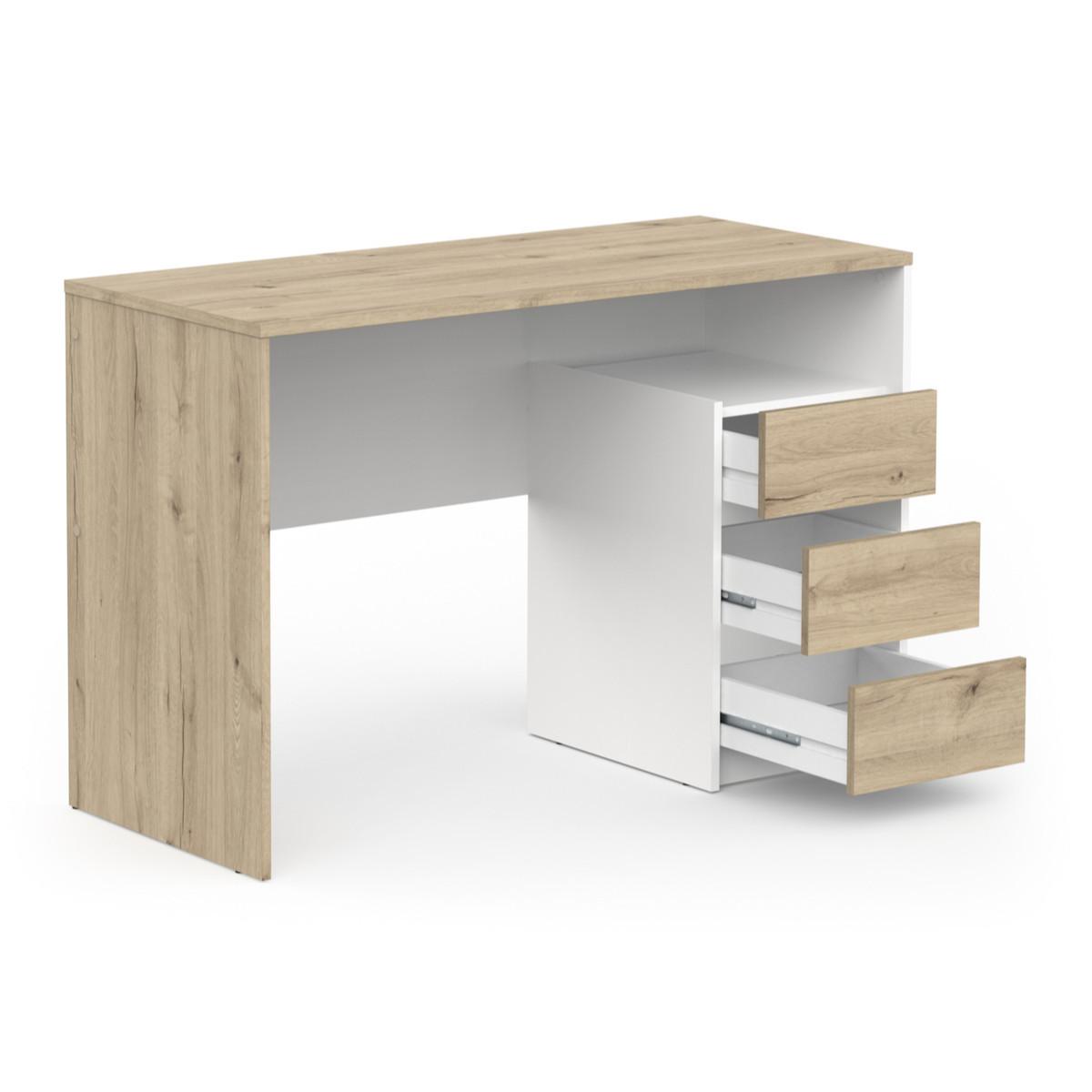 SCHREIBTISCH mit 3 Schubladen 50/77/117 cm - Eschefarben, Holzwerkstoff (52/50/77cm) - Calicosy