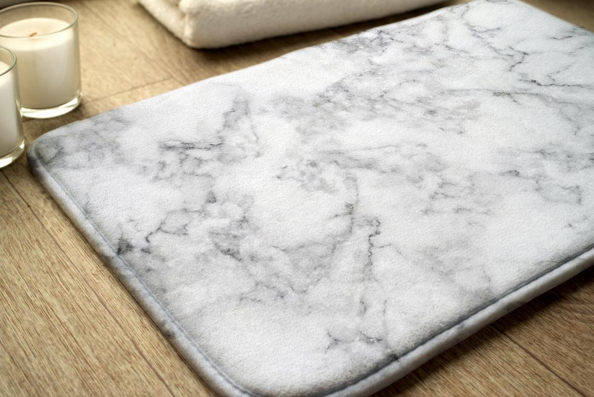 BADTEPPICH 75x45 cm Weißer Marmor - Weiß, Textil (75/45cm) - TULUP
