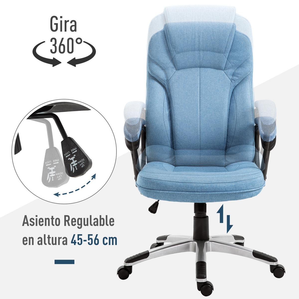 BÜROSTUHL, Ergonomisch, Hellblau - Hellblau, Kunststoff (75/58/66cm) - Vinsetto