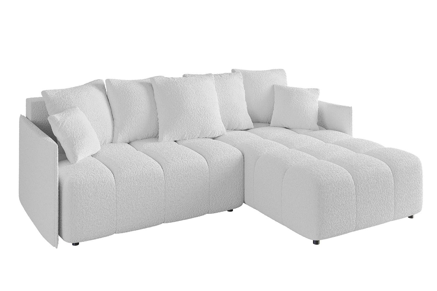 ECKSOFA Ottomane rechts LONLI-L 251x189x68 Weiß Bouclé - Weiß, Holzwerkstoff/Kunststoff (189/251cm) - ALTDECOR