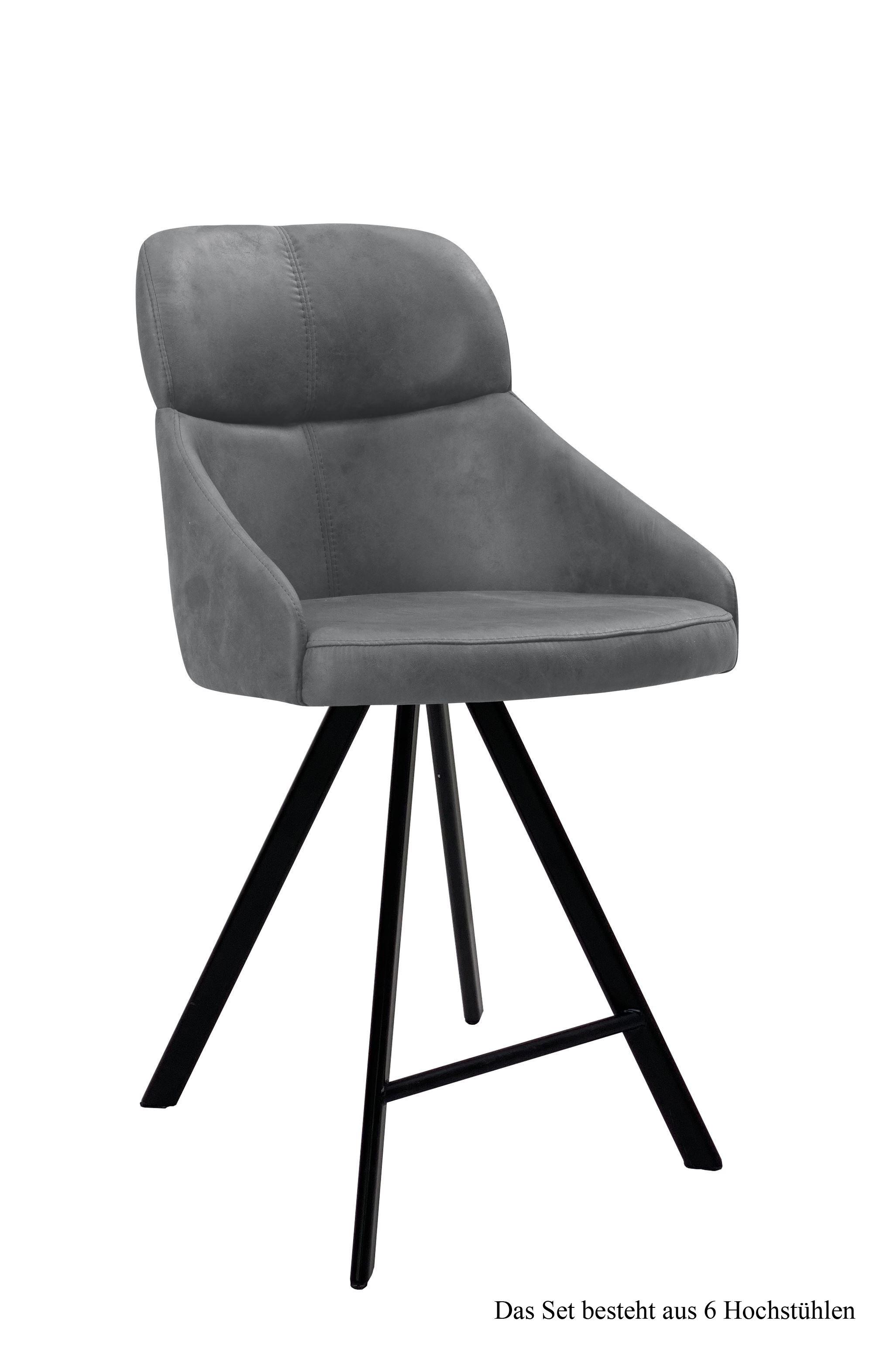 THEKENSTUHL drehbar (6er-Set) Diljana 52x99x63 Schwarz/Grau - Schwarz/Grau, Kunststoff (63/99/52cm) - 58aufmkessel