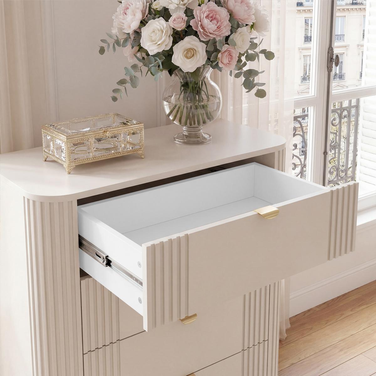 KOMMODE AURA mit Schubladen auf Füßen - Beige, Holzwerkstoff (78/98.4/40cm) - Idohome