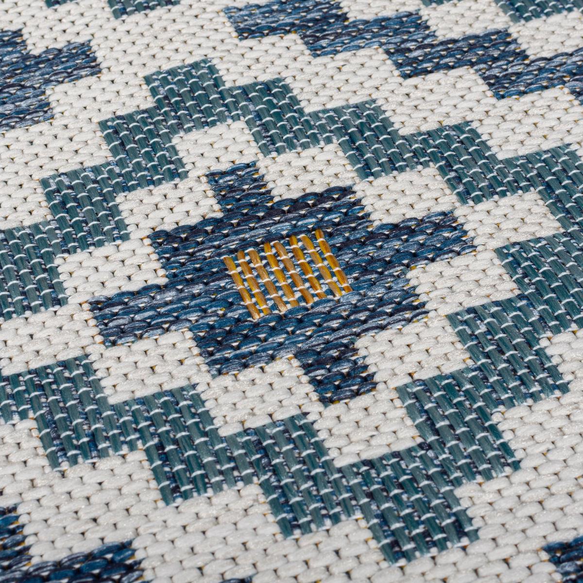 OUTDOORTEPPICH Waschbar FLEET, geometrisch, aus Polypropylen, Blau-Gelb, 120 x 170 cm - Blau, Textil (170/120cm) - KADIMA DESIGN