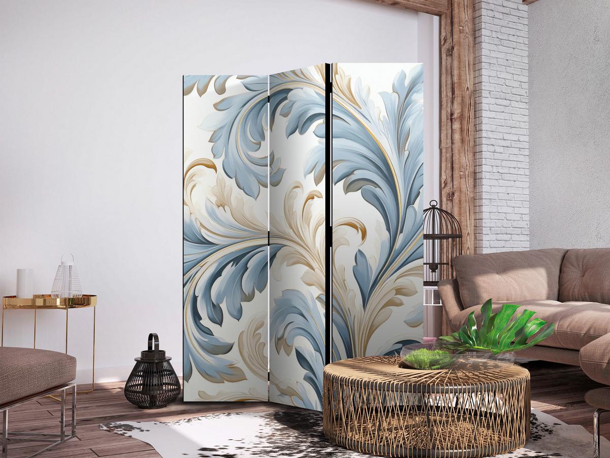 PARAVENT Akustik 3-tlg 135x172 cm Barocke Ornamente - Blau, Holz/Textil (135/172/3cm) - Muralo