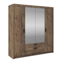 KLEIDERSCHRANK Storicos Eiche Lefkas 176,3/190,5/53 cm - 4T2S Modern mit Schubladen und Spiegel - Braun, Holzwerkstoff/Kunststoff (176.4/190.6/53cm) - AX Living