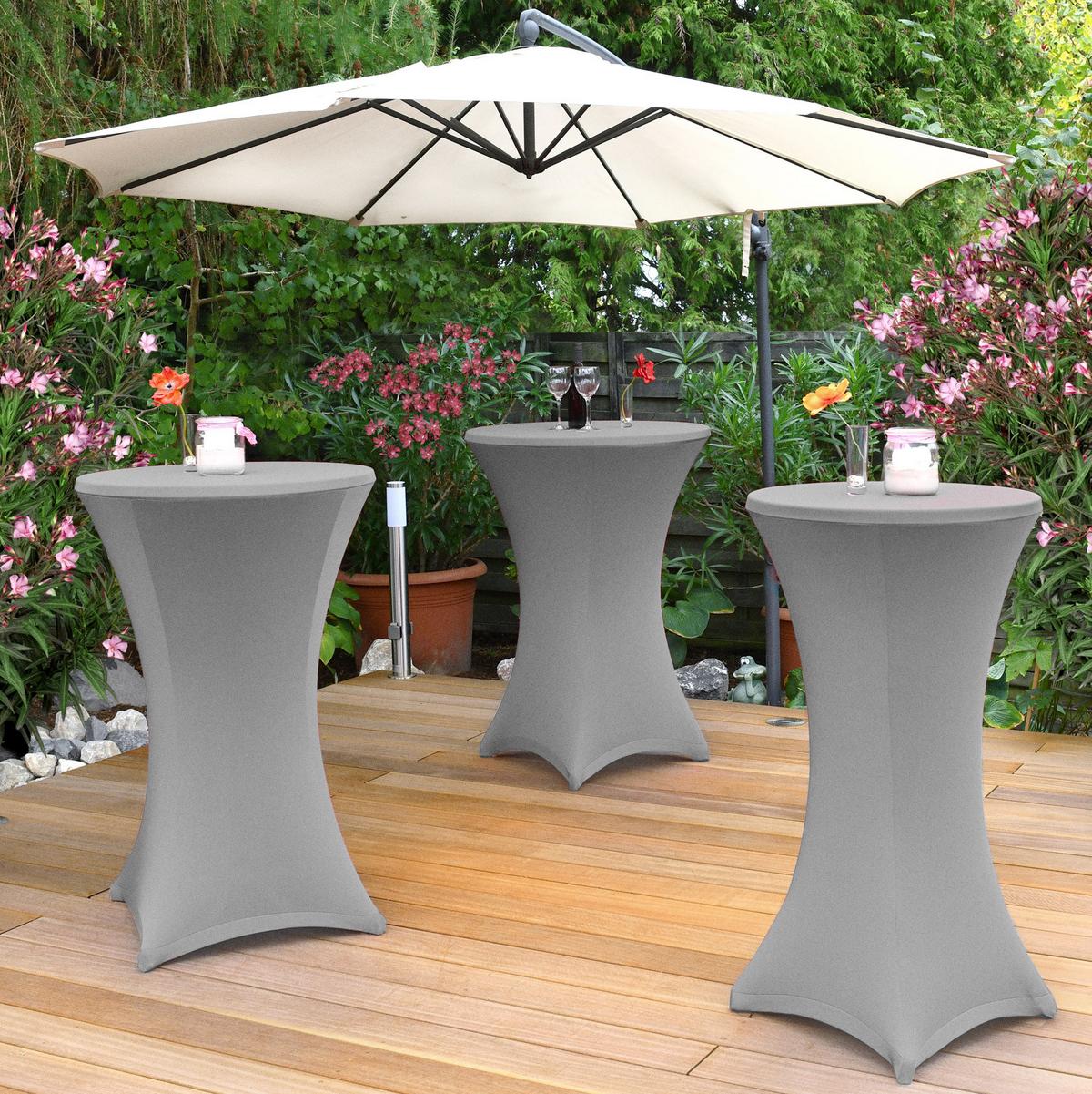 STEHTISCHHUSSE Stella Ø 70cm Silber (5tlg) - Silberfarben, Textil (70/70cm) - Beautissu 