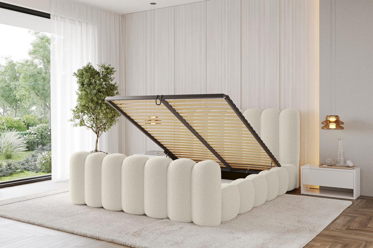 POLSTERBETT mit Bettkasten, Fußteil und Lattenrost, Boxbett ohne Matratze - SENA-Z 140x200 Beige - Taupe, Holzwerkstoff/Textil (140/200cm) - ALTDECOR