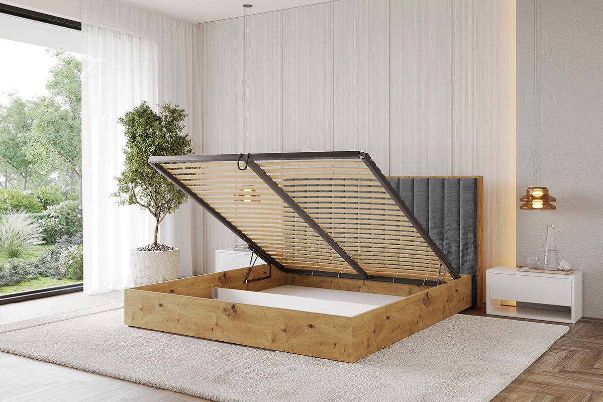 POLSTERBETT mit Bettkasten und Lattenrost, Bett mit Matratze H3/H4 - ENZO4 180x200 Dunkelgrau - Anthrazit, Holzwerkstoff/Textil (180/200cm) - ALTDECOR