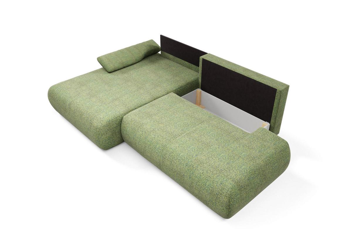 ECKSOFA DELTA L-S Grün Geflochtener Stoff mit Schlaffunktion - Grün, Holz (286/173.5cm) - MASSENO