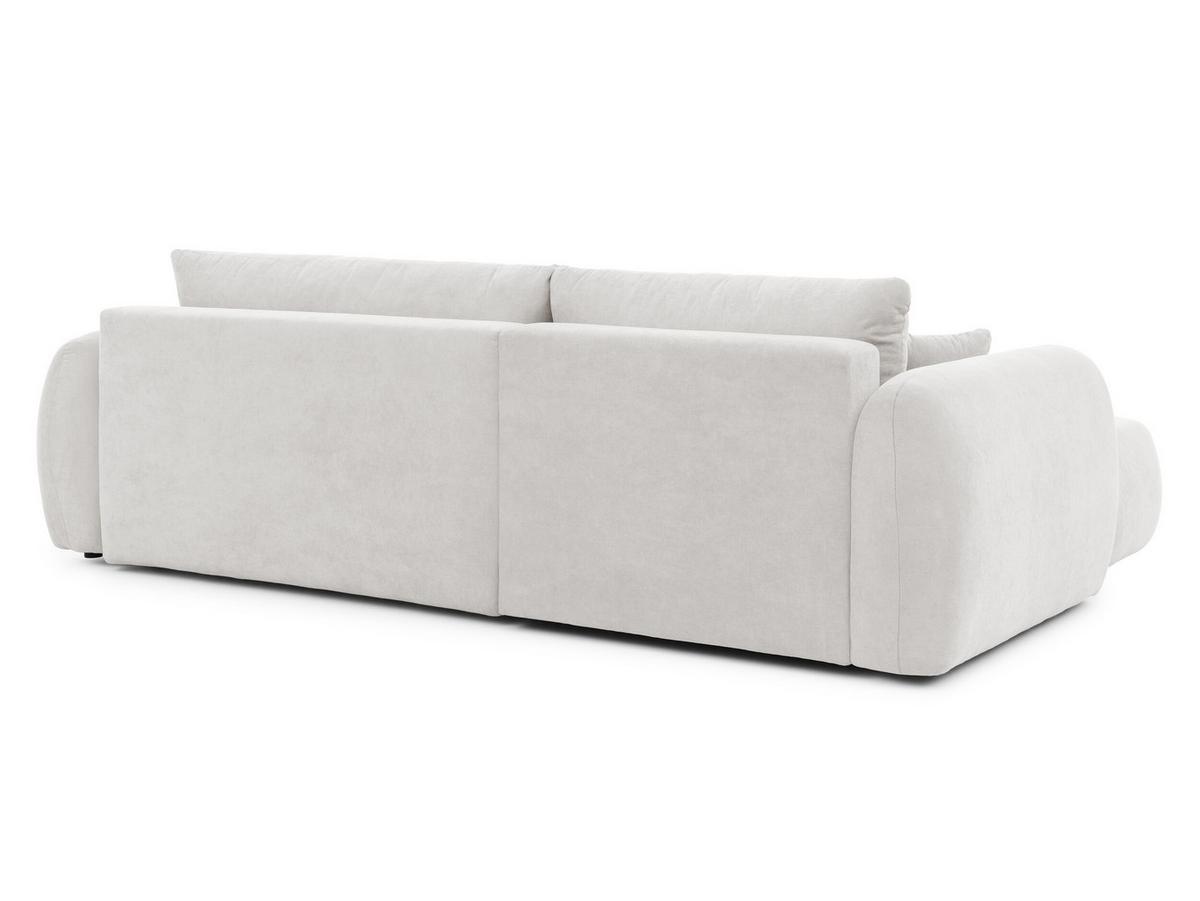 ECKSOFA Loretto aus natürlichem Creme Webstoff mit Schlaffunktion, Bettkasten und tiefen Steppungen in Bubble-Optik - Creme/Schwarz, Holz/Kunststoff (180/275cm) - S-Style