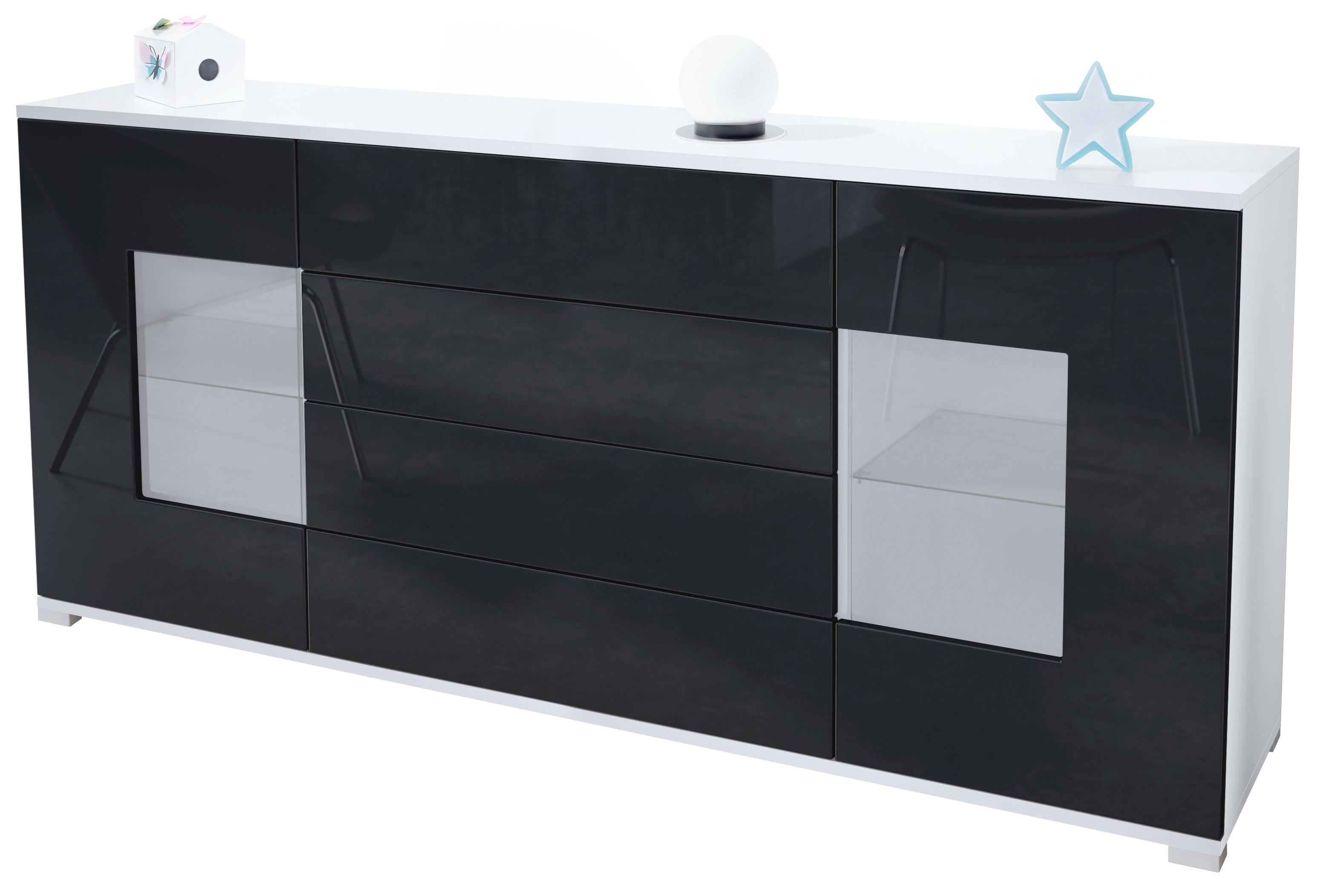 SIDEBOARD Grömitz Schwarz Hochglanz - Schwarz Hochglanz, Holzwerkstoff (166.5/75.5/35cm) - Vladon
