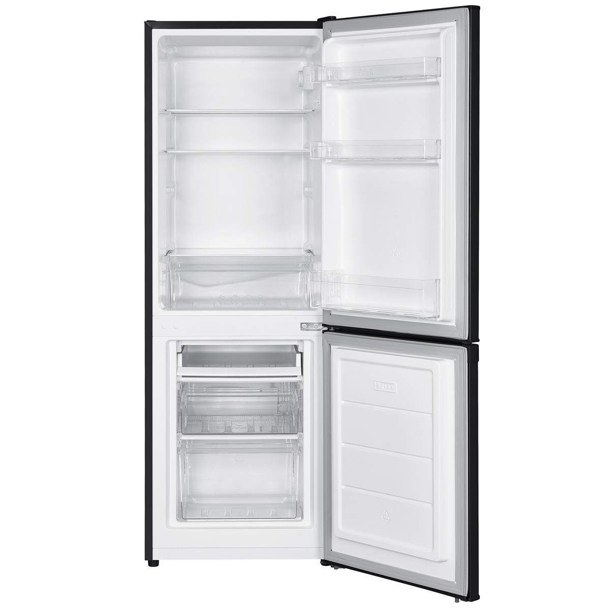 KÜHL-GEFRIER-KOMBINATION, freistehend, 173 Liter Nutzinhalt, 4-Sterne Gefrieren, Höhe 142,5 cm, 40 dB, Kühlschrank mit Gefrierfach groß, CFS1110-B - Schwarz, Glas/Kunststoff (49.5/142.5/56cm) - homeX