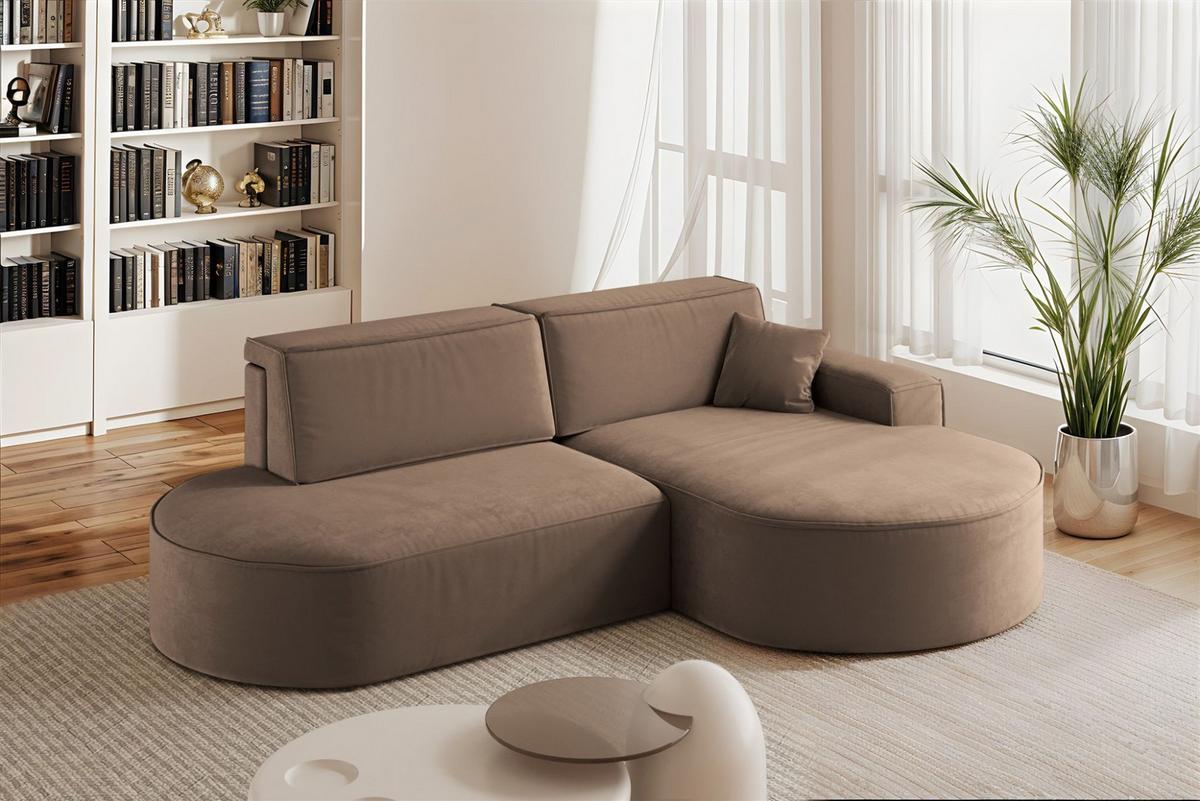 ECKSOFA Venedig Mit Schlaffunktion - Braun, Holzwerkstoff/Textil (278/179cm) - Fun Möbel