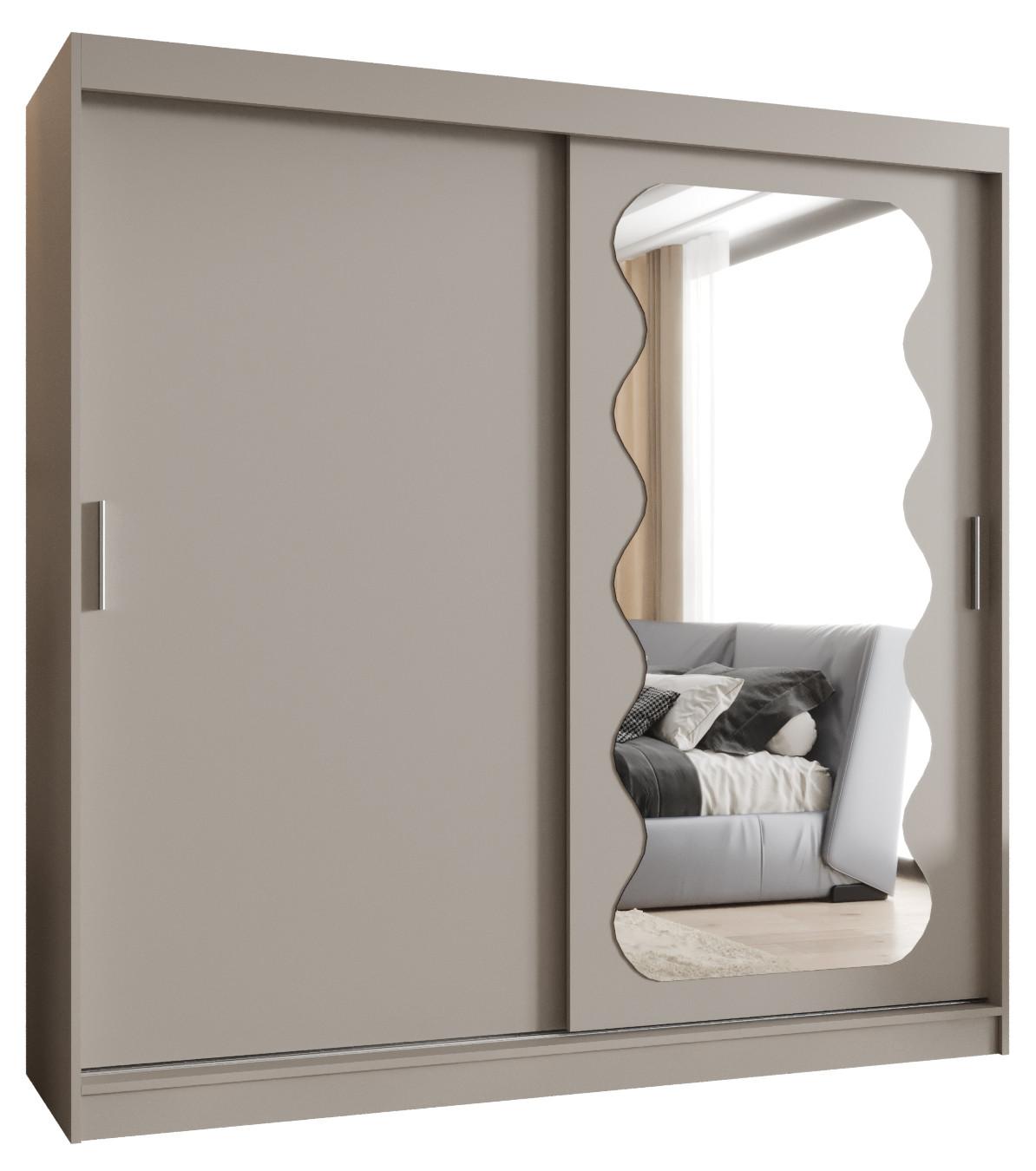 SCHIEBETÜRENSCHRANK mit Spiegel SPOTI 200/200/62 2-türig - Kaschmir/Silberfarben, Holz (200/200/62cm) - MÖBEL KRYSPOL
