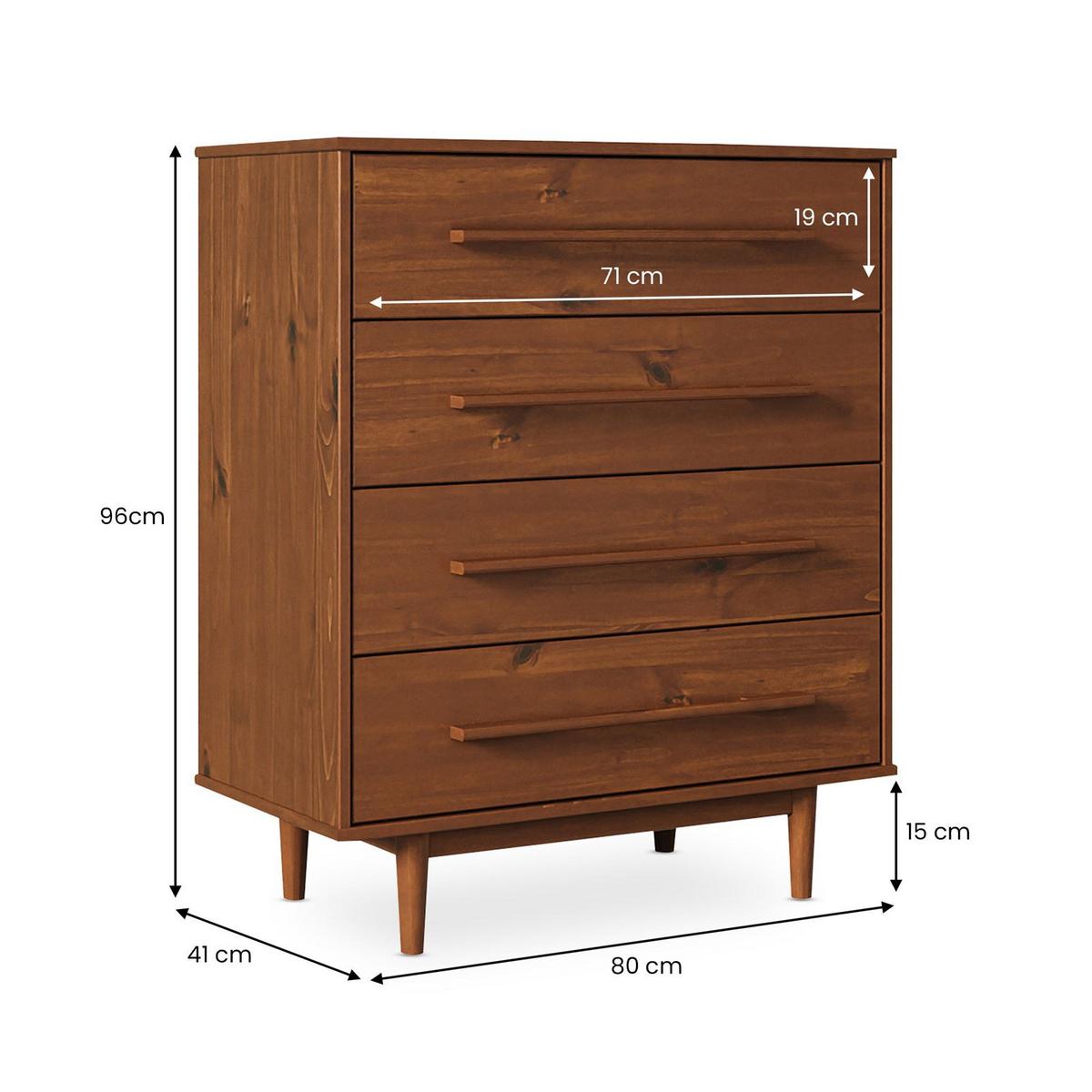 KOMMODE TECCA Kastanie - Kastanienfarben, Holz (80/96/41cm) - IDIMEX