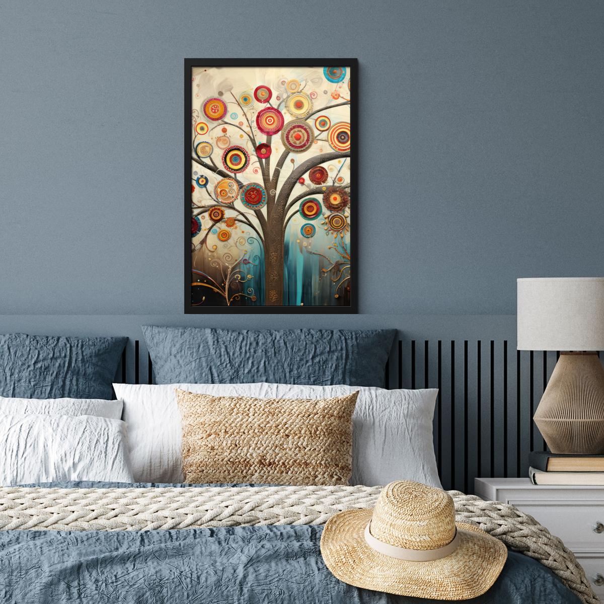 POSTER MIT RAHMENGERAHMTES BILD Baum - Baum des Lebens - Farbe Bilder mit Rahmen 40x60 cm - Braun, Papier (40/60cm) - MuchoWow