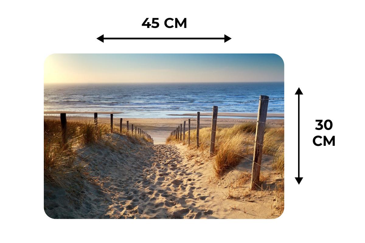 PLATZSETS 6er-Set Strand - Meer - Niederlande - Dünen - Sonne 45x30 cm Tischset - Blau, Kunststoff (47.77cm) - MuchoWow