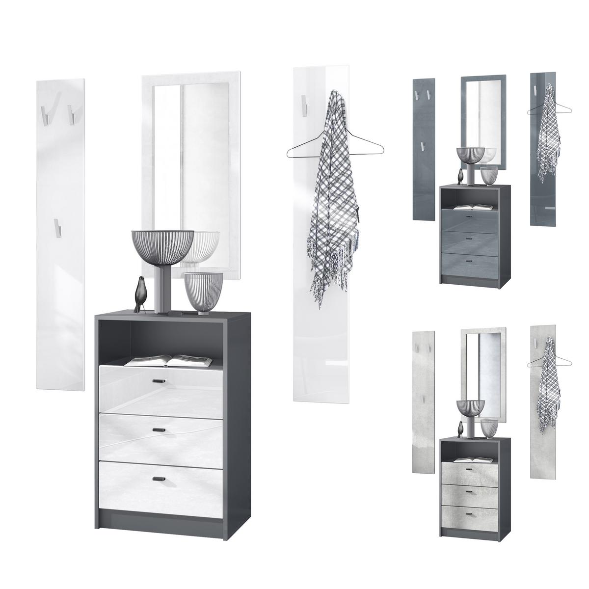 GARDEROBE Pino Schwarz Hochglanz - Schwarz Hochglanz, Holzwerkstoff (135/190/36cm) - Vladon