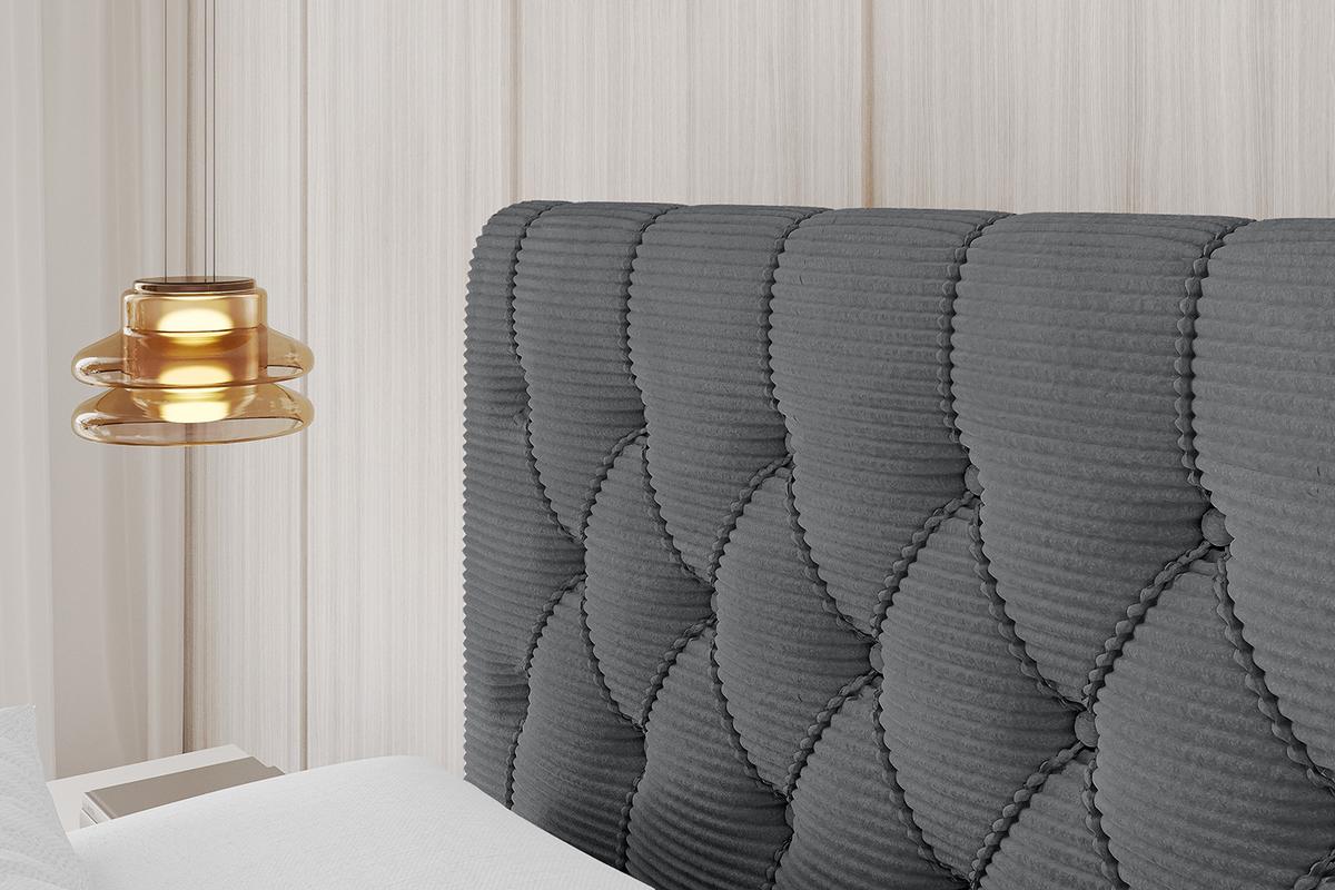 POLSTERBETT mit Bettkasten, Fußteil und Lattenrost, Boxbett mit Matratze H3/H4 - RENO-Z 180x200 Dunkelgrau - Anthrazit, Holzwerkstoff/Textil (180/200cm) - ALTDECOR