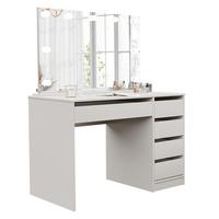 SCHMINKTISCH Bella Beige Cashmere 110 cm mit Spiegel und LED Beleuchtung - Kaschmir, Holzwerkstoff (110/77/55cm) - Idohome