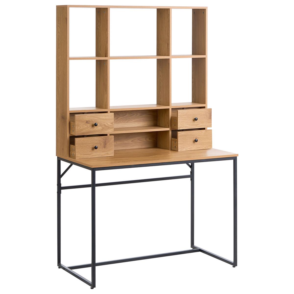 SCHREIBTISCH Hellbraun 105/60 cm mit Fächern mit Schubladen Tavra - Hellbraun, Holzwerkstoff (60/105/173cm) - Beliani