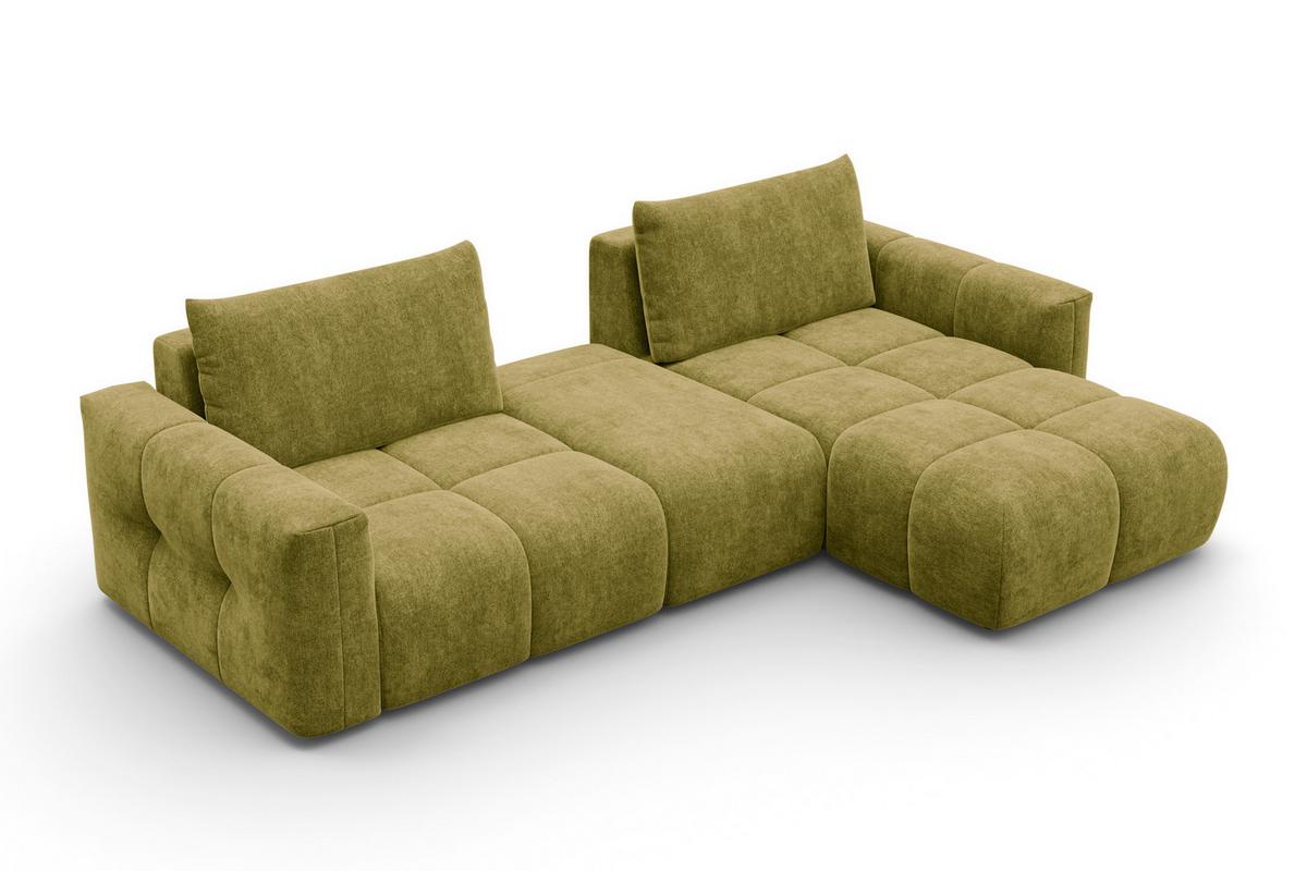 ECKSOFA VERONA 4-Sitzer RECHTS, Khaki - Schwarz/Grün, Holz/Textil (282/173cm) - Courtois Laville