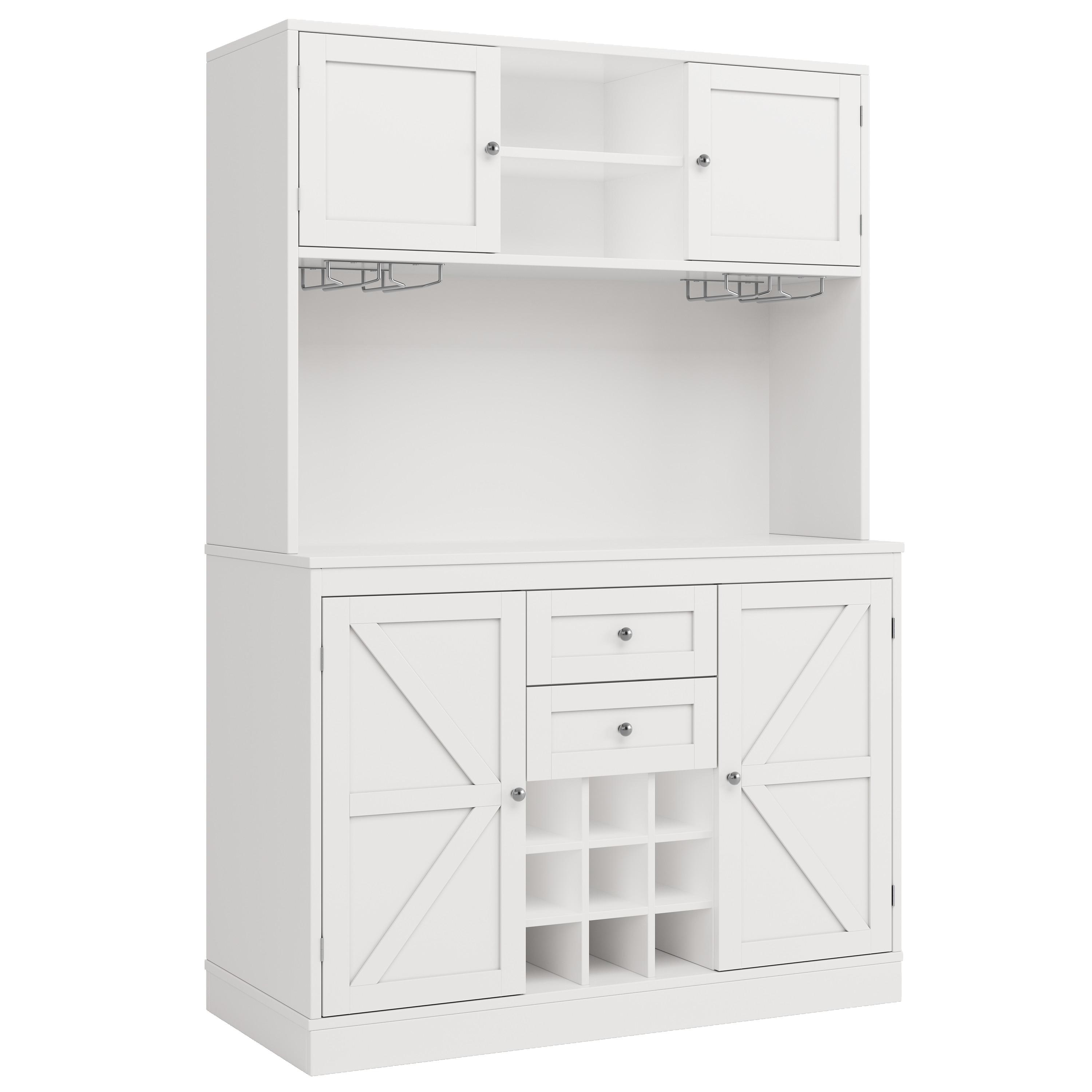 HIGHBOARD in Weiß mit Weinregal, Glashalter & Mikrowellenfach - Weiß, Holzwerkstoff (106/179/40cm) - Urban Meuble