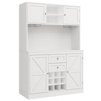HIGHBOARD in Weiß mit Weinregal, Glashalter & Mikrowellenfach - Weiß, Holzwerkstoff (106/179/40cm) - Urban Meuble