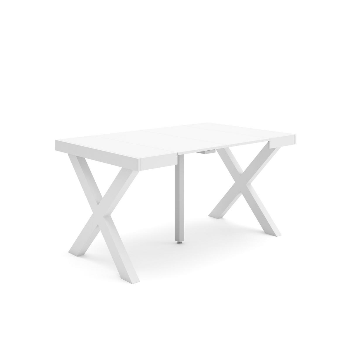 KONSOLENTISCH ausziehbar 58 bis 140cm, für 6 Gäste, weiß, 90/58/73cm - Weiß, Holzwerkstoff (90/140/73cm) - Skraut Home