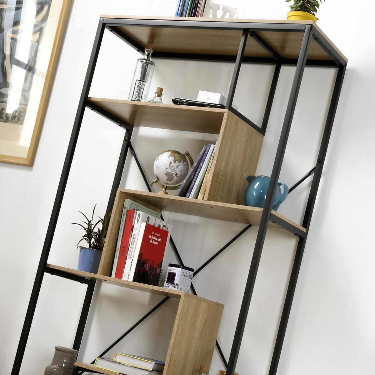 BÜCHERREGAL mit Regalen auf 6 Etagen H160 cm - Nussbaumfarben, Holzwerkstoff (34/160/38cm) - Calicosy
