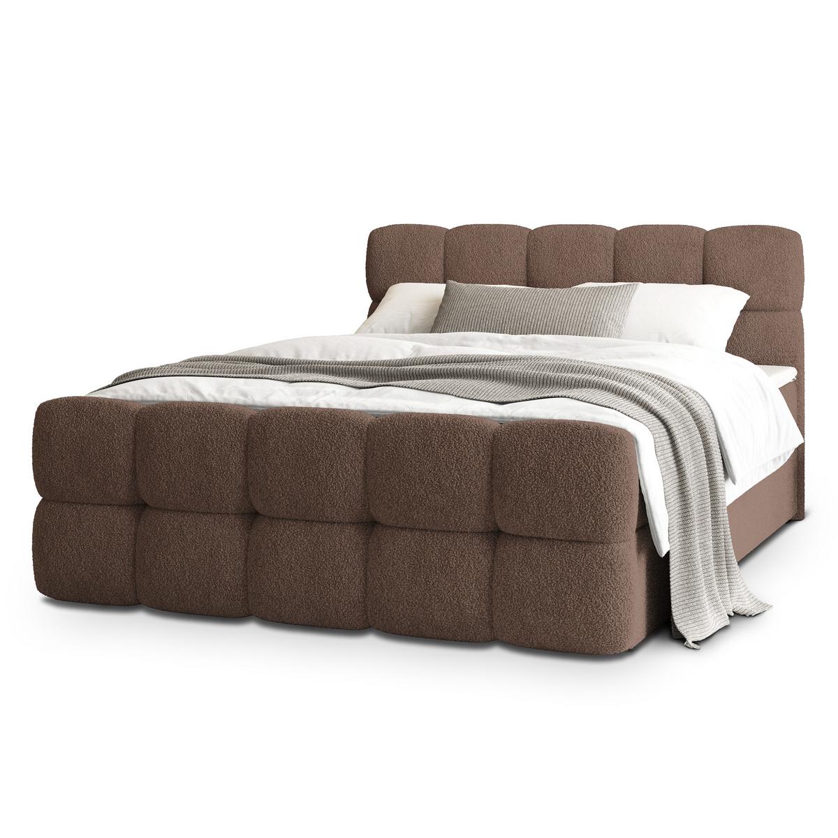 BOXBETT BRUME 180x200 cm mit Matratze und Topper, H2+H3 - Braun - Braun, Holz (180/200cm) - MASSENO