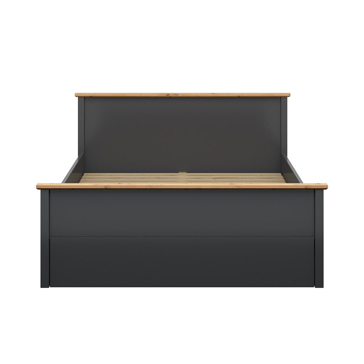 BETT 160/200 Duck Anthrazitgrau und Holz in Eichenoptik - Grau, Holzwerkstoff (160/200cm) - Petits-meubles