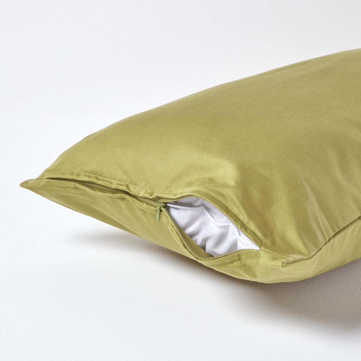 KISSENBEZUG Premium, Ägyptische Baumwolle, Fadendichte 1000 - Olivgrün, Textil (40/80cm) - Homescapes