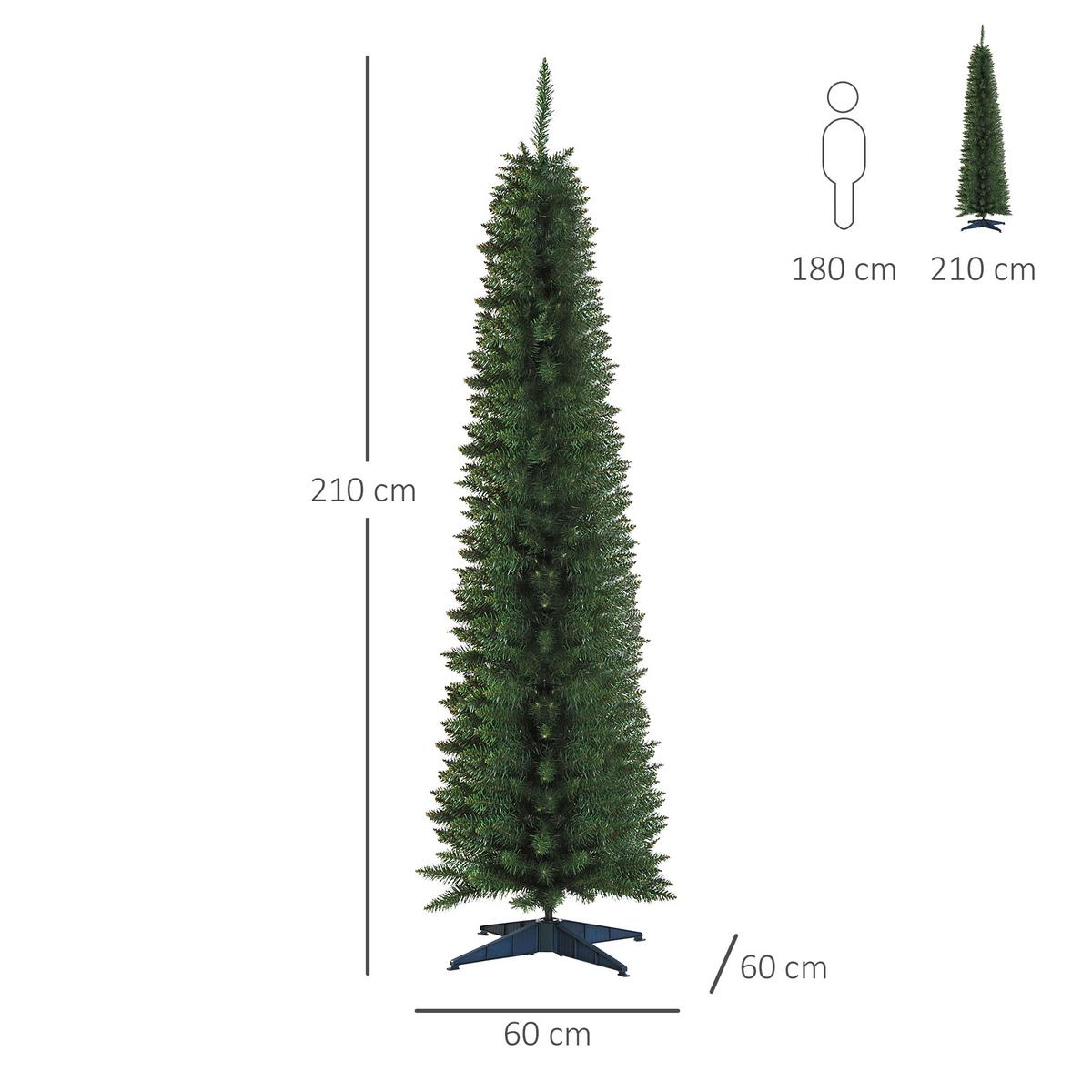 WEIHNACHTSBAUM 499 Spitzen Tannenbaum mit Kunststoffständer PVC Grün - Grün, Kunststoff (210cm) - HOMCOM