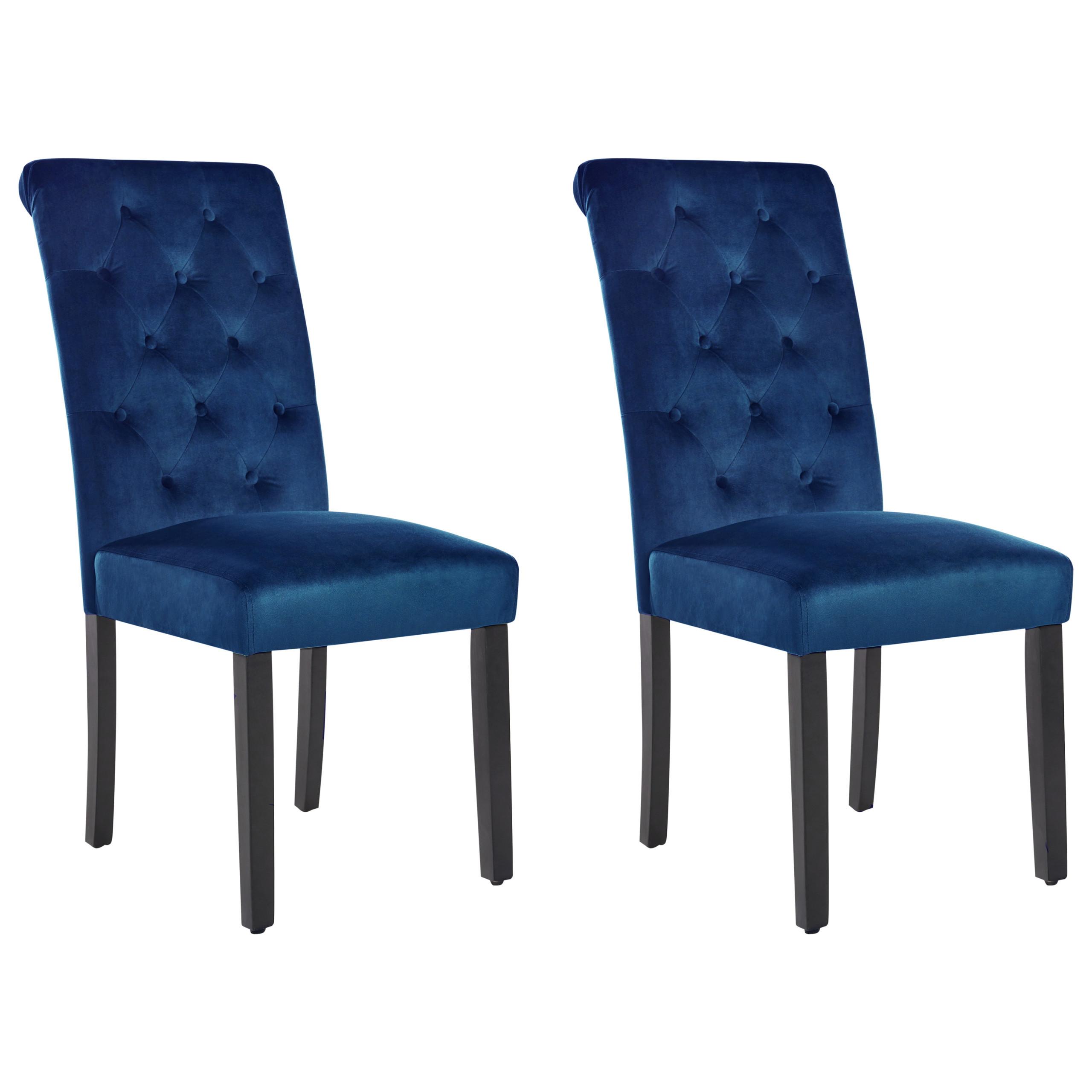 ESSZIMMERSTUHL 2er-Set Samtstoff Dunkelblau Velva - Dunkelblau, Textil (44/99/51cm) - Beliani