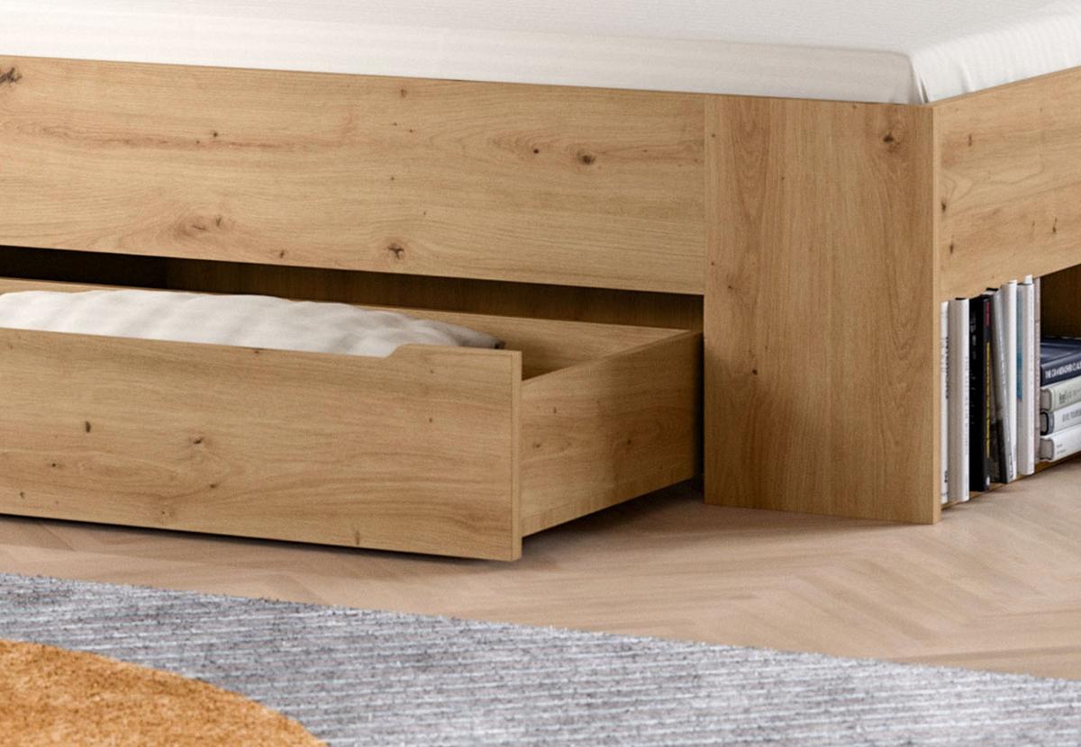 SCHLAFZIMMER Set 4-teilig Eiche Artisan, grau, Komplettset mit Kleiderschrank, Bett und 2x Nachttisch - Eiche Artisan/Grau, Glas/Holzwerkstoff - Inn.Furn