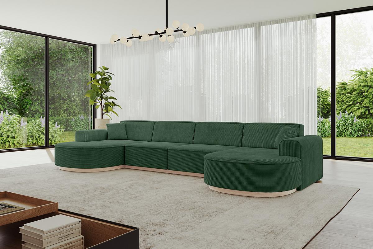 WOHNLANDSCHAFT MARI-U2-v1 - 388x171x83 cm Grün Cord - Grün, Holzwerkstoff/Textil (388/83/171cm) - ALTDECOR